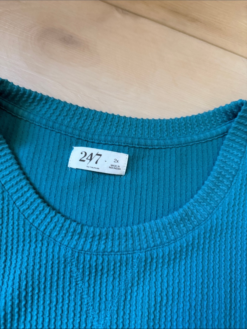 Maurices Teal Drawstring-Waist Waffle Knit Mini Dress - Picture 2 of 5